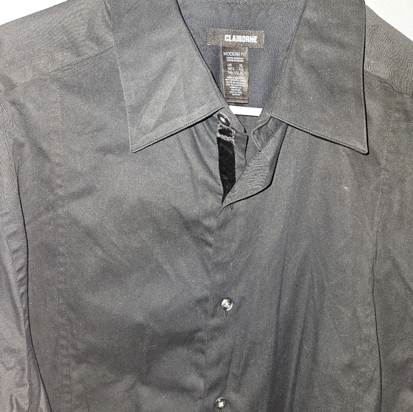 Claiborne Mens Black Modern Fit Dress Shirt Size Xl - Picture 9 of 13